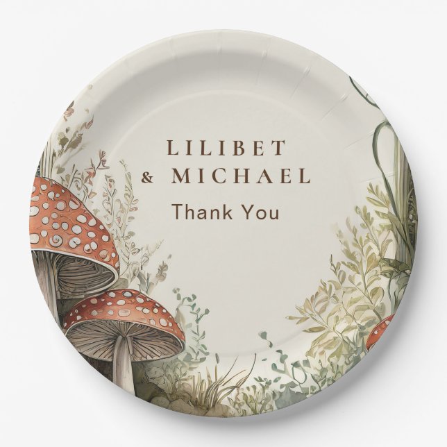 Prato De Papel FAIRYCORE Mushroom Goblincore Partido Personalizad (Frente)