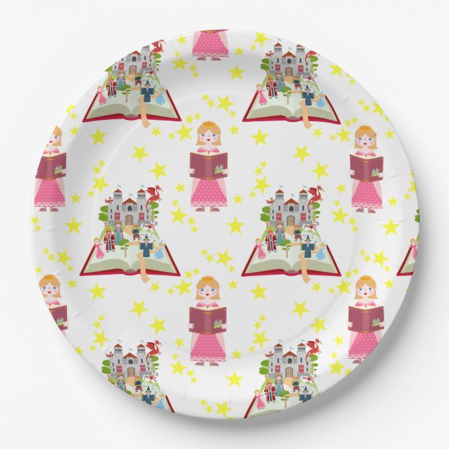 Prato De Papel Fairytales Stories Girl Festa de aniversário (Frente)