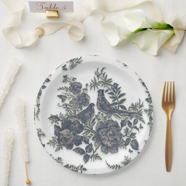 Prato De Papel Faisão em flores (Casamento)