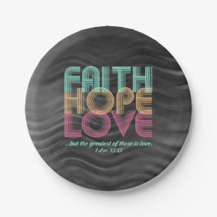 Prato De Papel Faith Hope ama Bíblia cristã Verso Retro