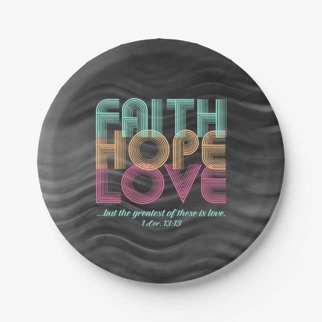 Prato De Papel Faith Hope ama Bíblia cristã Verso Retro (Frente)