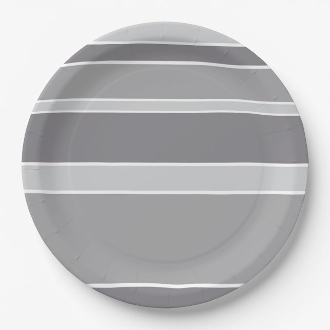 Prato De Papel faixas de cinza (Frente)