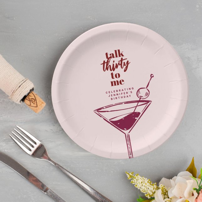 Prato De Papel Fale 30 comigo, aniversário de 30 anos Cocktail Pa (Criador carregado)