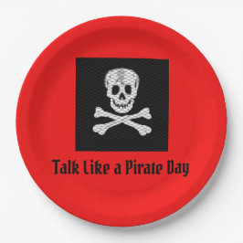 Prato De Papel Fale como um Dia Pirata e Halloween
