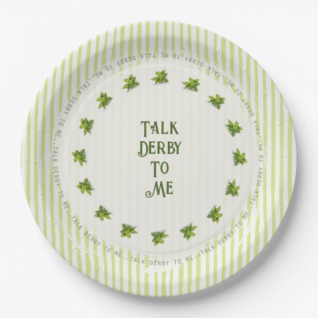 Prato De Papel Fale Derby Comigo Menta Julep Verde Listrado (Frente)