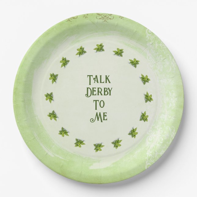 Prato De Papel Fale Derby Comigo Menta Julep Verde Personalizável (Frente)