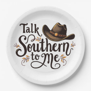 Prato De Papel Fale do Sul para Mim Engraçado Cowboy Hat Ocidenta
