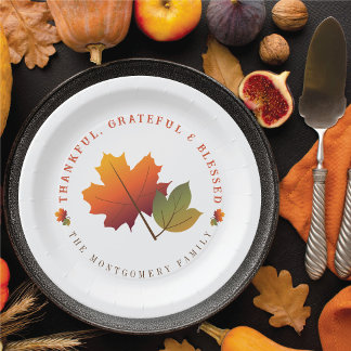 Prato De Papel Fall Autumn Maple Leaf Grateful ThankEstado