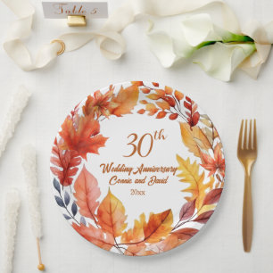 Prato De Papel Fall de Aniversário de Casamento de 30