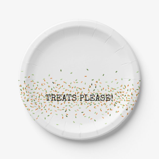 Prato De Papel Fall Fest Halloween TREATS POR FAVOR Sprinkles Doc (Frente)
