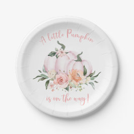 Prato De Papel Fall Floral Little Pumpkin Baby Shower