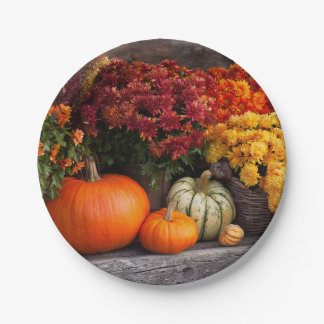 Prato De Papel Fall Harvest Tablescape - Autumn Pumpkins Flowers