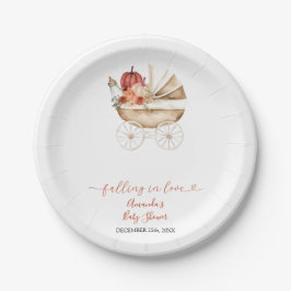 Prato De Papel Fall In Love Pumpkin Stroller Floral Baby Shower