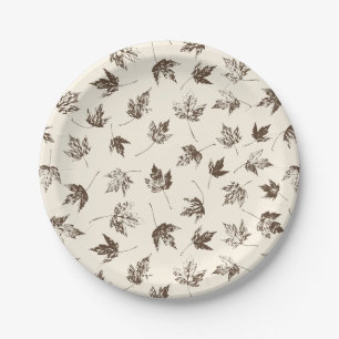 Prato De Papel Fall Maple Folhas no creme - padrão sem falhas.