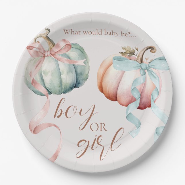 Prato De Papel Fall Pastel Pumpkin Paper Plate or Charger Plate (Frente)