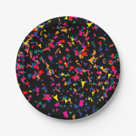 Prato De Papel Falling Confetti - Cores do arco-íris a preto