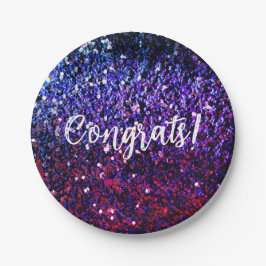 Prato De Papel Falso brilho e seus Parabéns