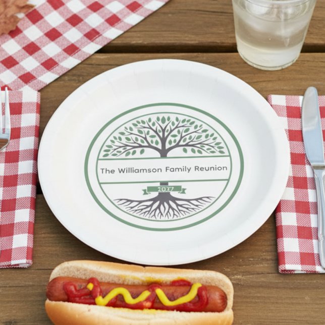 Prato De Papel Family Roots Reunion (family reunion paper plate)