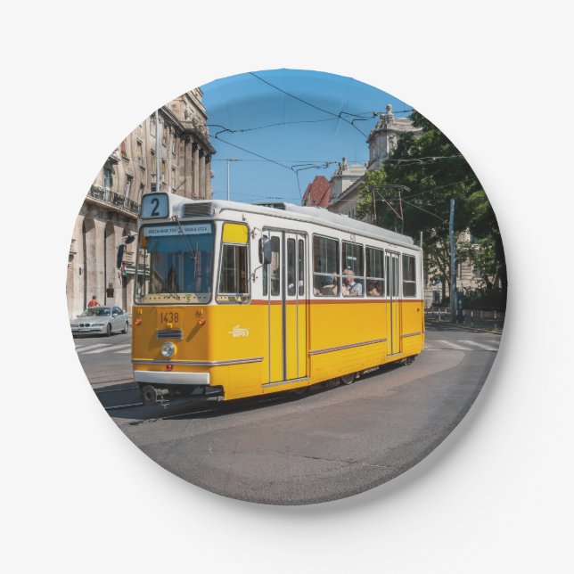 Prato De Papel Famoso Tramway 2 em Budapeste, Hungria (Frente)