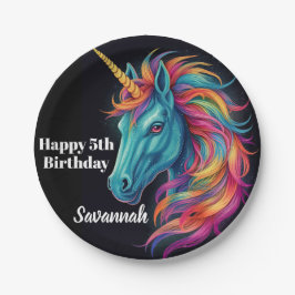 Prato De Papel Fantasia Personalizada do Unicórn Festa de anivers