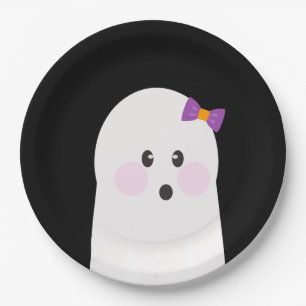 Prato De Papel Fantasma Assustador de Halloween Fofo Preto