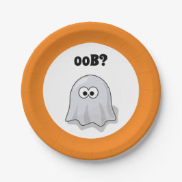 Prato De Papel Fantasma Confuso Diz "Oob?" Desenho Animado Divert