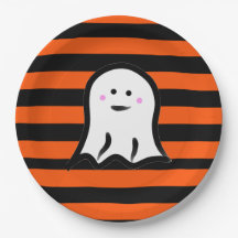 Fantasma de Halloween em Listras Pretas e Laranja