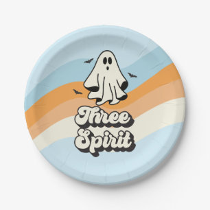 Prato De Papel Fantasma descolado retrô Halloween Três Espíritos