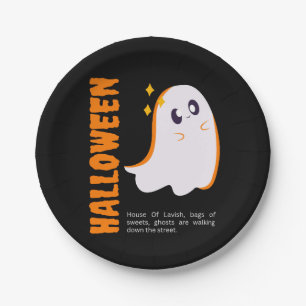 Prato de Papel Fantasma Fofo do Halloween Kawaii A