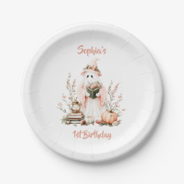 Prato De Papel Fantasma Rosa, Bonita, com Rosas e Abóbora