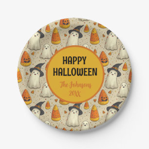 Prato De Papel Fantasmagóricos enfeites de Halloween personalizad