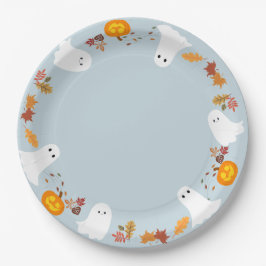 Prato De Papel fantasmas bonitos e abóboras de halloween