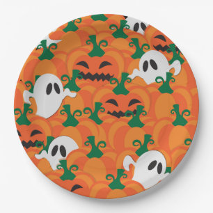 Prato De Papel Fantasmas de Halloween Pomar de Abóbora Assombrada