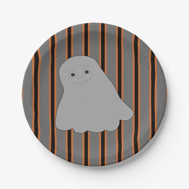 Prato De Papel Fantasmas do Dia das Bruxas Divertidas e Ricos (Frente)