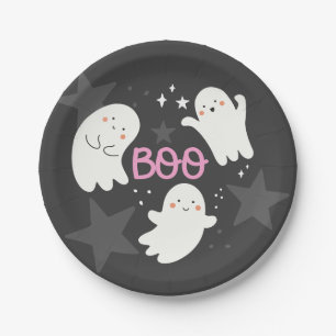 Prato De Papel Fantasmas Fofos Halloween BOO