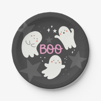 Prato De Papel Fantasmas Fofos Halloween BOO