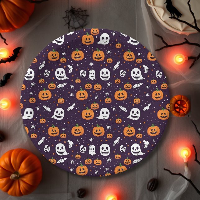 Prato De Papel Fantasmas, Ghouls & Pumpkins Festa de Halloween (Criador carregado)