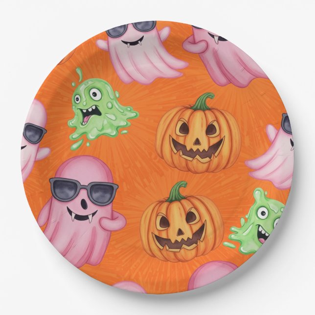 Prato De Papel Fantasmas nos Óculos, por Natasha Us (Frente)