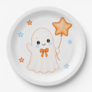 Prato De Papel Fantasminha Little Boo Chás de Bebê de Halloween