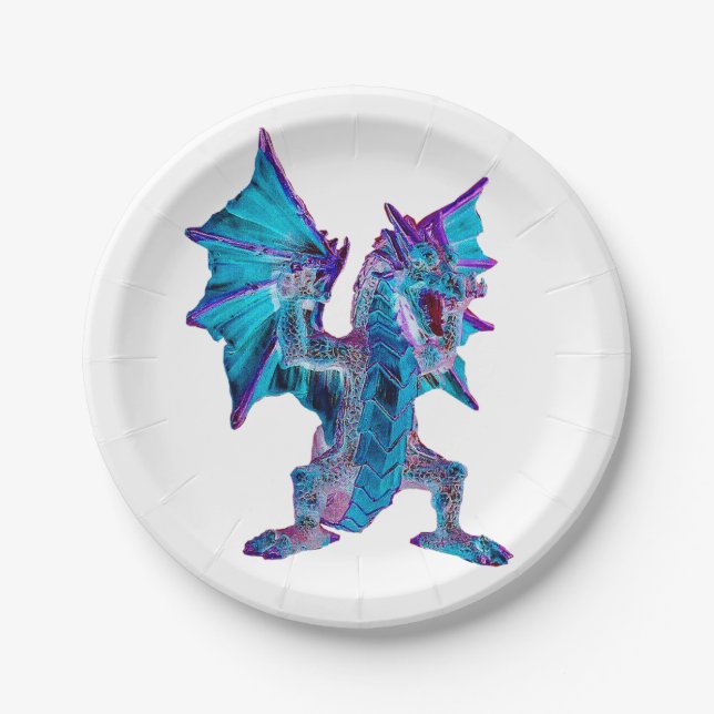 Prato De Papel Fantasy Aqua Dragon (Frente)