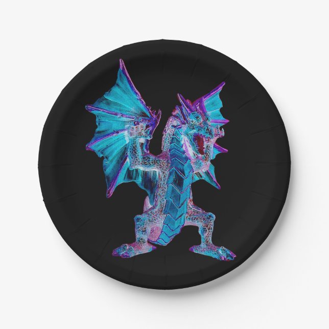 Prato De Papel Fantasy Aqua Dragon (Frente)