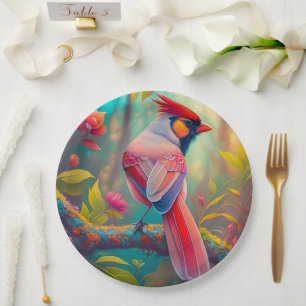 Prato De Papel Fantasy Birds Male Cardinal