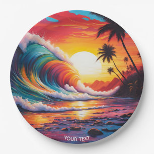 Prato De Papel Fantasy Cuja Vivid Waves Beach Sunset
