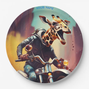 Prato De Papel Fantasy Cute Giraffe Riding Bike