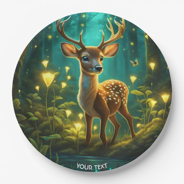 Prato De Papel Fantasy Cute Vivid Baby Deer Forest (Frente)