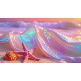 Prato De Papel Fantasy Dream Beach With Beautiful Pink Starfish 