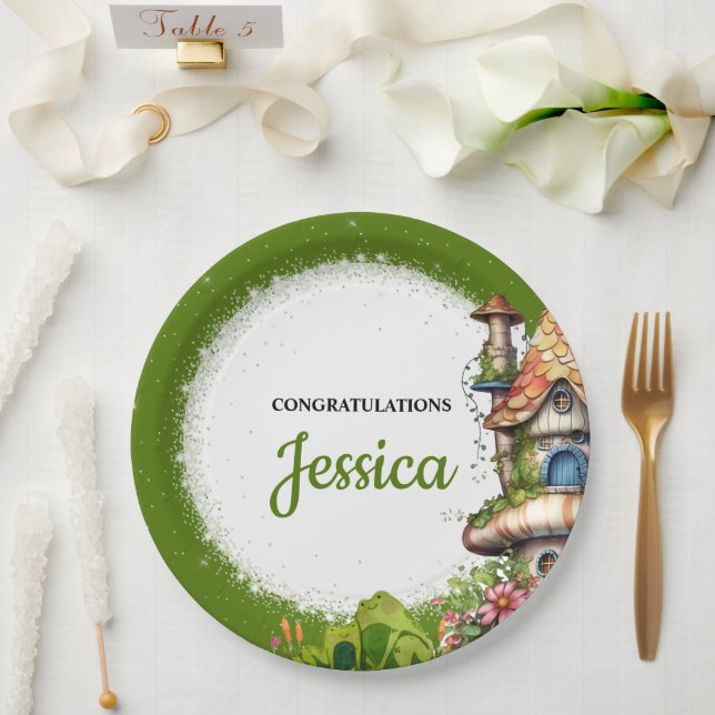 Prato De Papel Fantasy Magical Fairy House Baby Shower Paper Plat (Casamento)