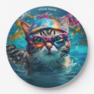 Prato De Papel Fantasy - Piscina de Nadação de Gato
