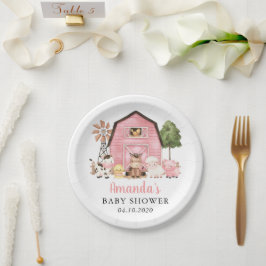 Prato De Papel Farm Animals, Cute Animals, Pink Barn, Baby Shower