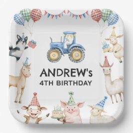 Prato De Papel Farm Animals Kids Birthday Party Paper Plates